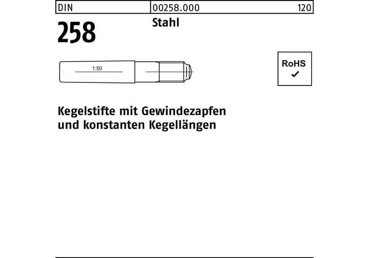 Produktbild Kegelstift DIN 258 m.Gewindezapfen 16 x 120 Stahl DIN 258