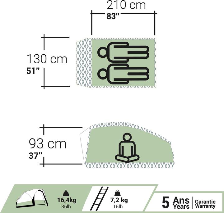 Actual product image Quechua VAN 500 FRESH AND BLACK 2P (Roof tent, 24 kg, 2 persons)