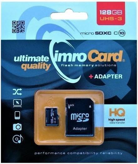 Actual product image IMRO MICROSDXC 10/128GB UHS-3 ADP Memory card Class 10 (128 GB, microSDXC, U3, UHS-III)