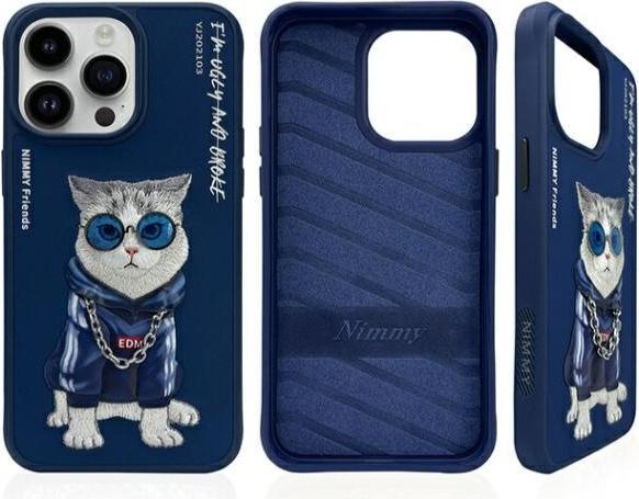 Produktbild Audi Nimmy case iPhone 15 Pro 6.1" blue Glasses Cool Cat (Apple iPhone 15 Pro)