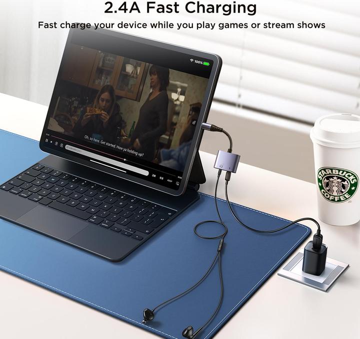 Actual product image Joyroom SY-L01 Lightning to Lightning / 3.5 mm mini jack DAC adapter 2 in 1 (Lightning, 3.5mm jack)