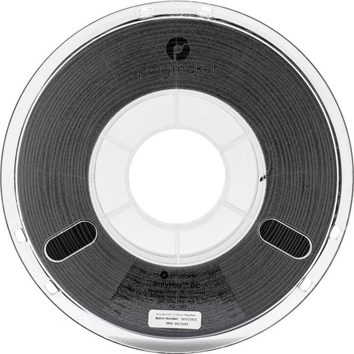 Actual product image Polymaker PC02001 Polymax Tough Filament PC (Polycarbonate) high stiffness, hit (Carbon, 1.75 mm, 750 g, Black)