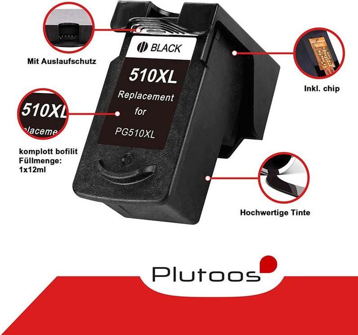 Produktbild Plutoos Canon PG-510 XL Patrone XXL kompatibel, Black (BK)