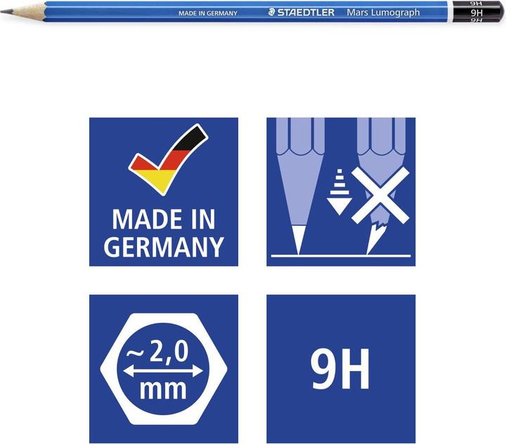 Image du produit Staedtler Crayon Mars Lumograph, dureté : 9H (9h, 1 x)