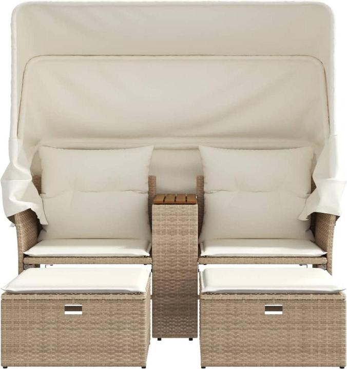 Produktbild VidaXL Gartensofa 2-Sitzer mit Dach und Hockern