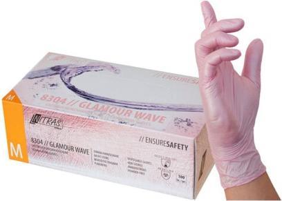 Produktbild Medical Care Dental NITRAS GLAMOUR WAVE, Nitril-Einmalhandschuhe, rosa (Farbcode: 6300), perlmuttfarben, unsteril, Rollr (M)