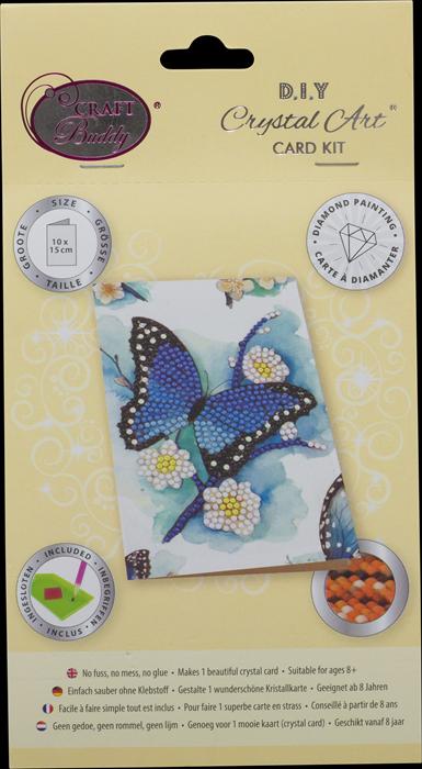 Produktbild Craft Buddy Blue Butterfly, 10x15cm Crystal Art Card