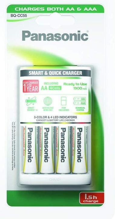 Produktbild Panasonic Smart Quick Charger BQ-CC55 (4 Stk., AA, 1900 mAh, Ladegerät inkl. Akku)
