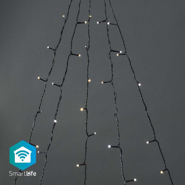 Actual product image Nedis SmartLife Decorative LED | Wi-Fi | Warm to Cool White | 200 LED's | 5 x 4 m | Android™ / IOS (White, Warm white, 2000 cm, Indoor, Outdoor)
