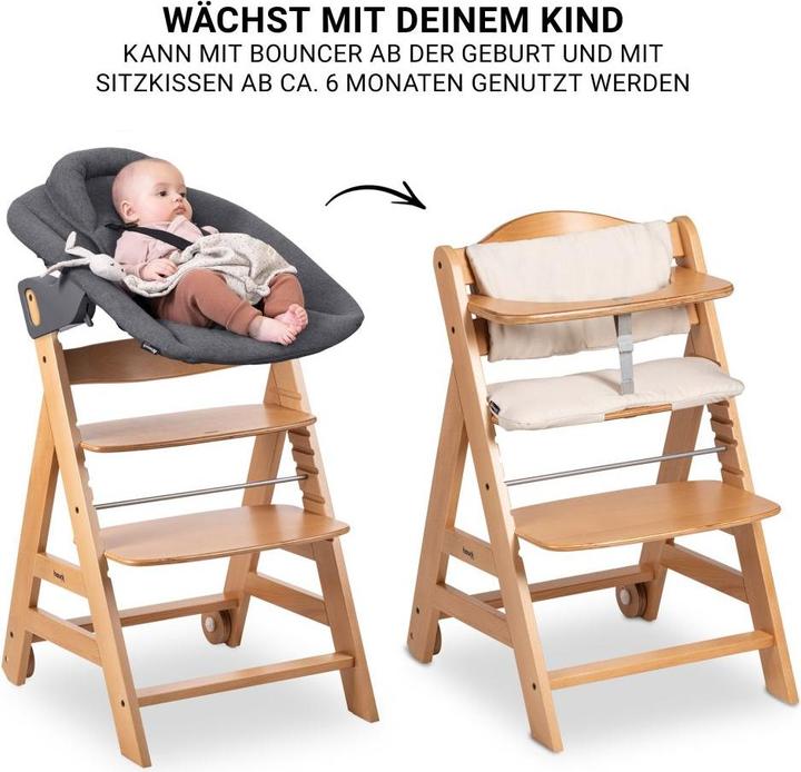 Actual product image Hauck Highchairs Beta Plus Natural 5-piece Newborn Set - Highchair + (Highchair)
