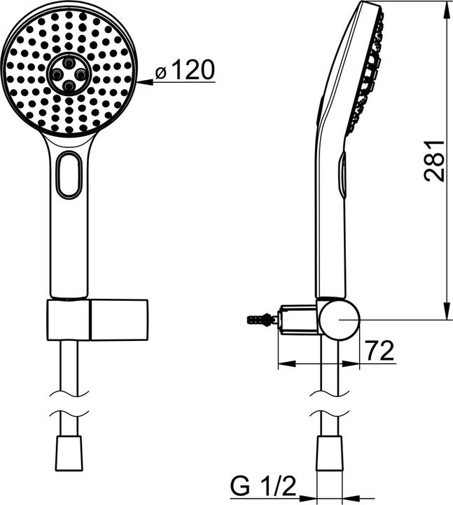 Immagine prodotto Hansa HANSAACTIVEJET set per doccetta, 3 getti, diametro 120 mm, 84380133 (3 Tipi di raggi, 15 l/min)