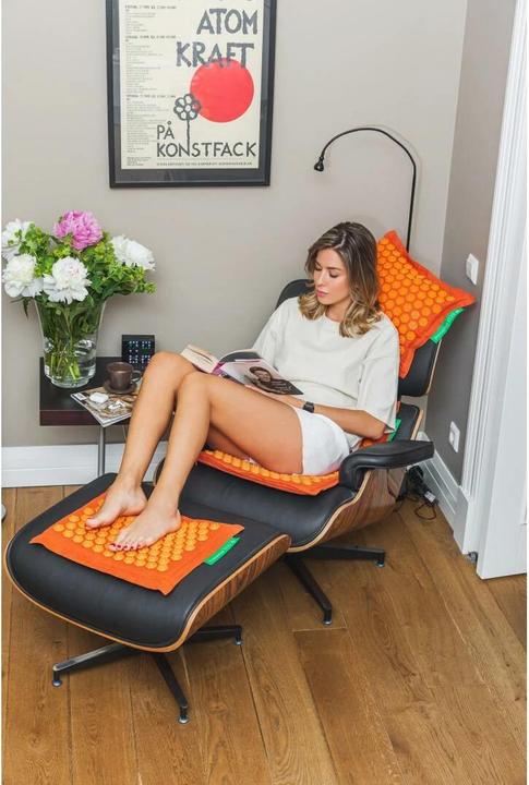 Actual product image Pranamat Eco Massage Set - mat and cushion dark orange