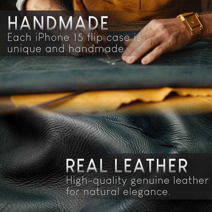 Produktbild Nalia Echt Leder Flip Case Hülle mit Magnetverschluss (Apple iPhone 15 Pro Max)