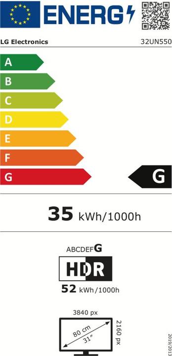 Energie-Label LG 32UN550-W (3840 x 2160 Pixel, 32")