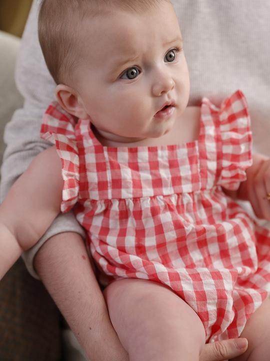 Produktbild Vertbaudet Ärmelloser Baby Kurzoverall mit Vichykaro (80)
