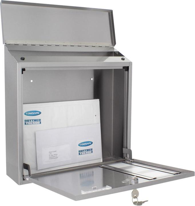 Productafbeelding Rottner brievenbus Muro INOX roestvrij staal cilinderslot 2 sleutels Naamplaathouder Venster