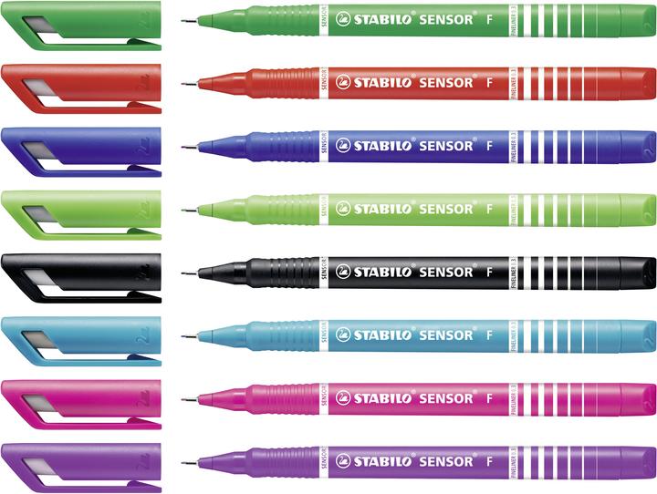 Actual product image STABILO SENSOR F Finliner with spring-loaded sharpener (8 colours, 8 x)