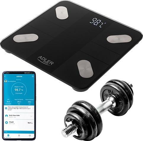Produktbild Adler Smart Bathroom Scale | AD 8186b | Maximum weight (capacity) 180 kg | Accuracy 100 g | Body Mass Inde (180 kg)