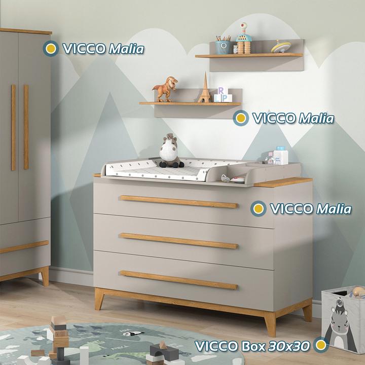 Actual product image VitaliSpa Wickelkommode Malia, Cashmere-Eiche, 108 x 98 cm mit 2 Schubladen