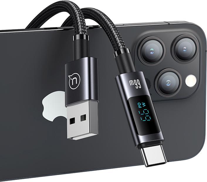 Produktbild EKO 66W USB-A auf Type-C Ladekabel 1.2m Modell Display SF mit LED-Bildschirm (1.20 m, USB 3.2 Gen 1)