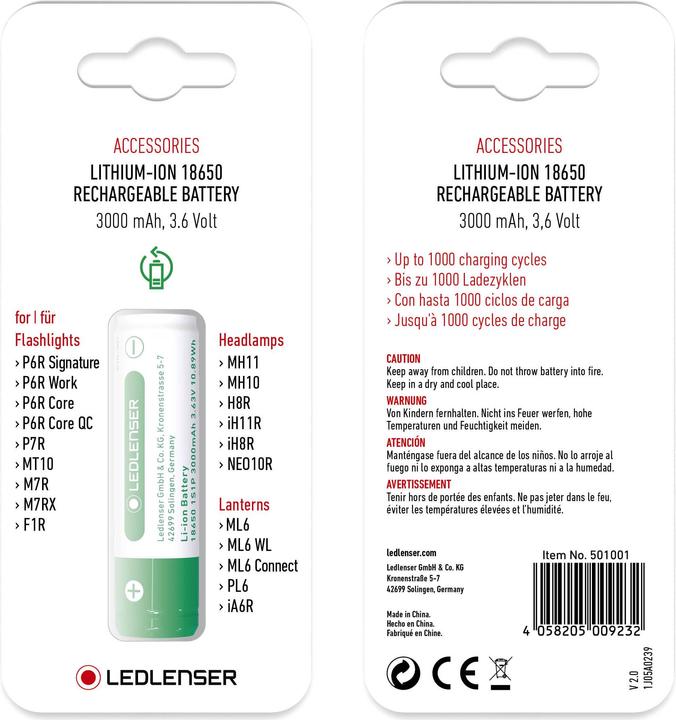 Productafbeelding Ledlenser Oplaadbare Li-Ion batterij 18650