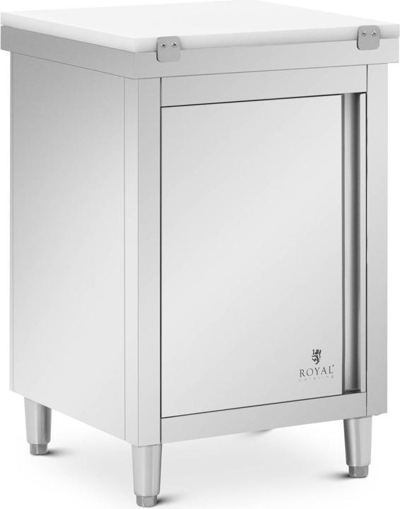 Actual product image Royal Catering Stainless Steel Kitchen Prep Table - 60 x 60 cm - 500 kg load capacity - incl. cutting board - (60 cm, 93.50 cm)