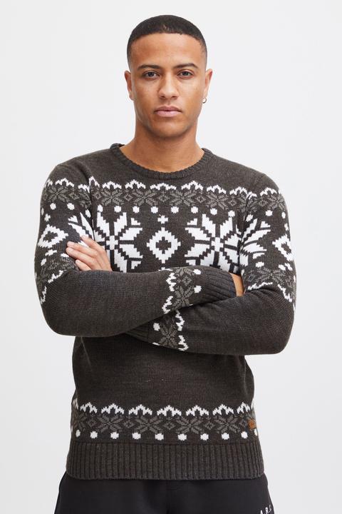 Image du produit Solid Norwig Pull En Grosse Maille Pull-Over Tricot Pour Homme Avec Encolure Rond (S)