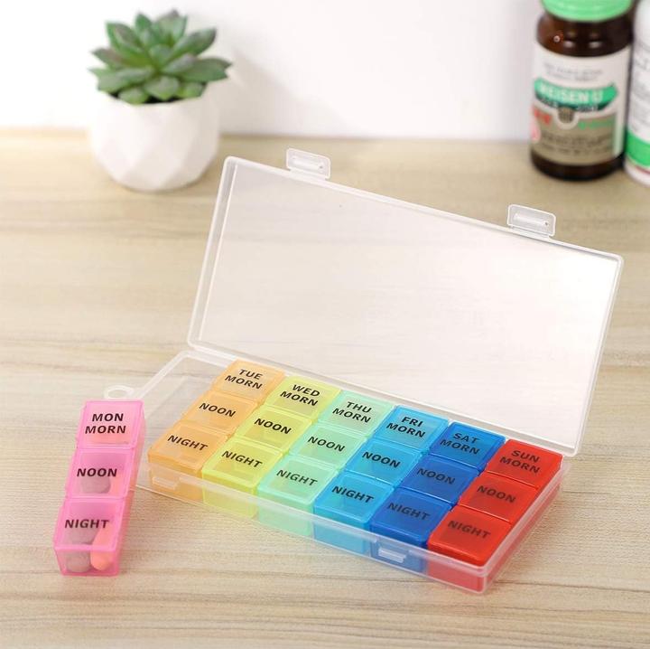 Image du produit Cbx Tablettenbox 7 Tage, Pillendose für eine Woche, Tablettenorganizer mit 21 Fächern