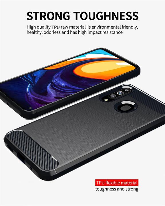 Image du produit Cadorabo TPU Ultra Slim carbon edelstahl Combi Cover (Samsung Galaxy A20s)