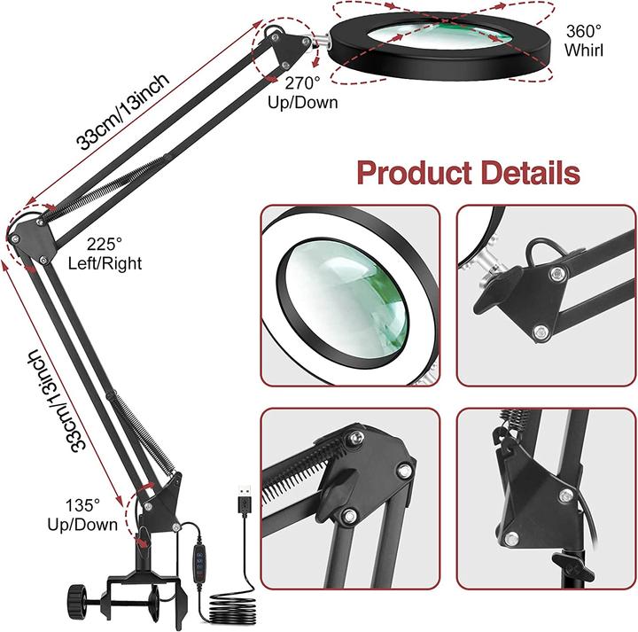 Produktbild Newacalox LED-Schreibtischlampe mit Lupe (960 lm)