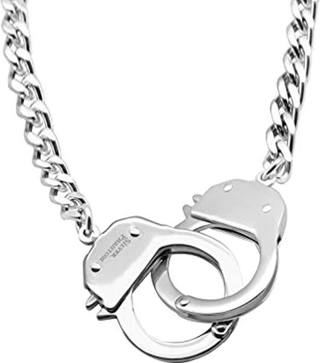 Actual product image Star Piercing Silver chain with handcuffs (Surgical steel 316L, without brass)