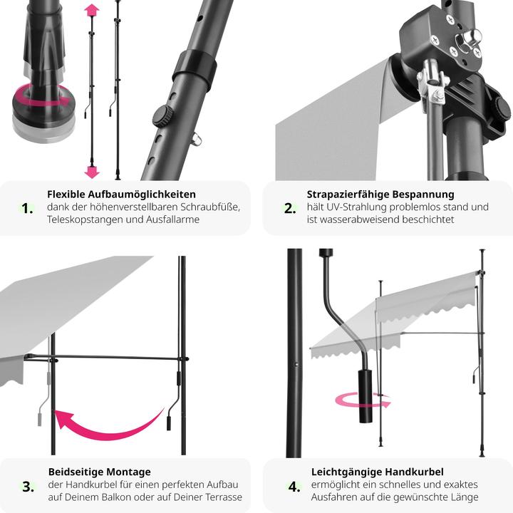 Immagine prodotto tectake Tenda da sole a morsetto (2 m)
