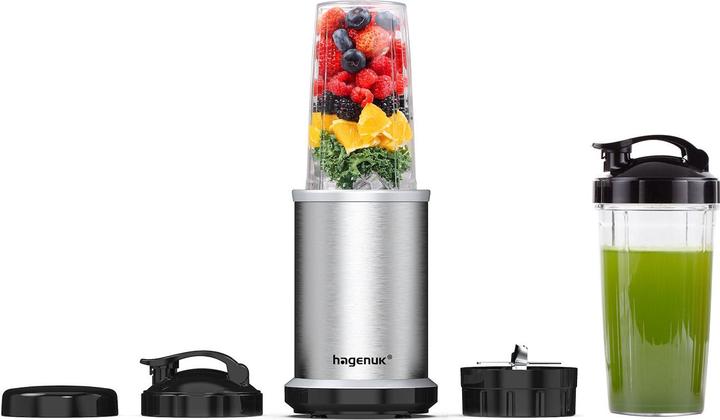 Produktbild hagenuk Smoothies Maker mit To-Go Becher, 1000 W, silber (1000 W)
