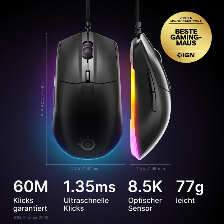 Productafbeelding SteelSeries Rival 3 Gen 2 - Black (Bedraad)