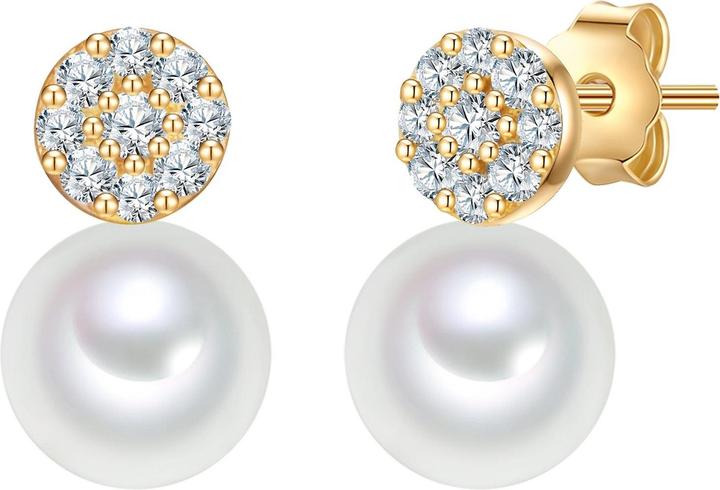 Actual product image Valero Pearls Ladies Sterling Silver Cubic Zirconia Freshwater Cultured Pearl Yellow Gold - 32336 (Sterling Silver)