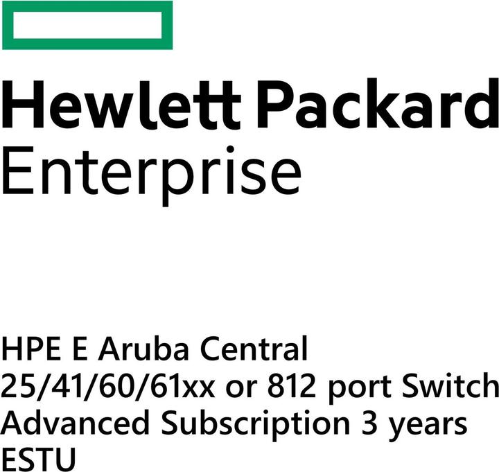 Image du produit HPE E Aruba Central, 25/41/60/61xx or 8-12 port Switch, Advanced Subscription, 3 years, E-STU (12 Ports)