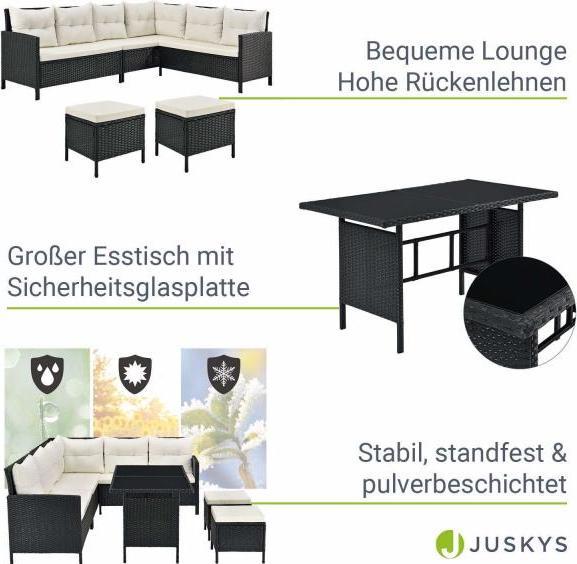 Image du produit Juskys Lounge en poly rotin Manacor avec salon de jardin