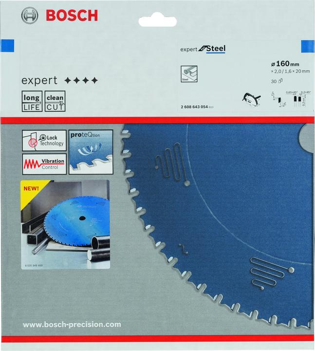 Produktbild Bosch Professional Zubehör Kreissägeblatt Expert for Steel, 160 x 20 x 2,0 mm, 30
