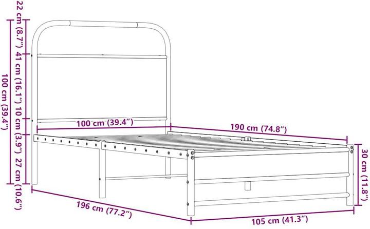 Actual product image VidaXL Bed frame without mattress 100x190 cm brown oak-look (100 x 190 cm)