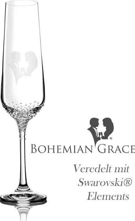 Actual product image Bohemian Grace GRACE champagne glass, refined with glass crystals (20 cl, 1 Glasses, Champagne glasses)