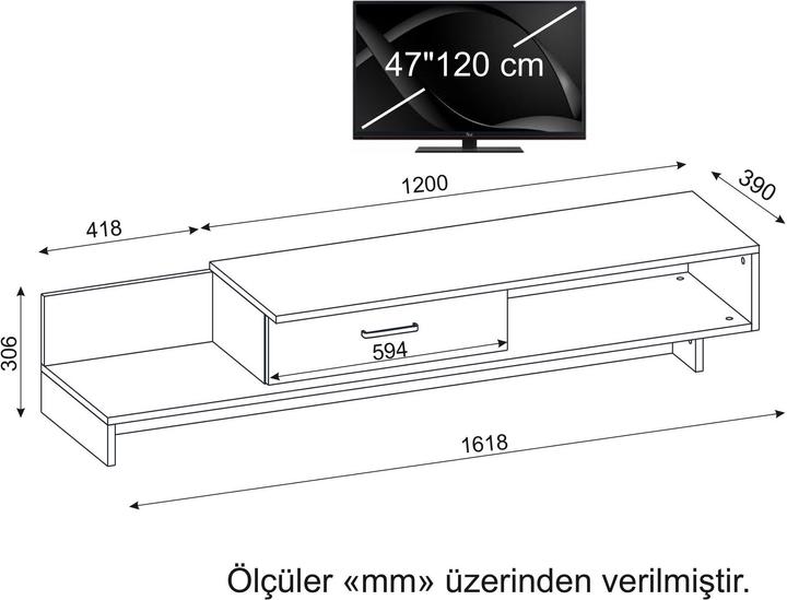 Actual product image Kalune Design Carter (161.8 x 30.6 x 39 cm)