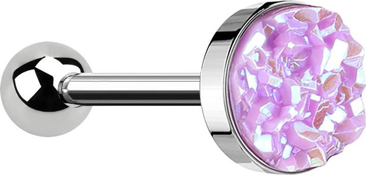 Actual product image Star Piercing Micro Barbell silber mit Druse Stein hellviolett (without brass, Surgical steel 316L)