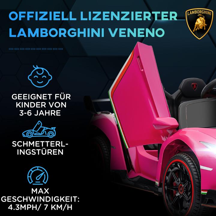 Actual product image Swisshandel24 Lamborghini Kinderauto, pink, Fernbedienung, Bluetooth, 30kg Belastbarkeit (12 V)