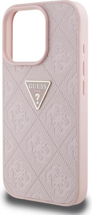 Immagine prodotto Guess Hardcase PU Grained Hot Stamp 4G Triangle Metal Case for iPhone 16 Pro Max 6,9" Pink (Apple iPhone 16 Pro Max)