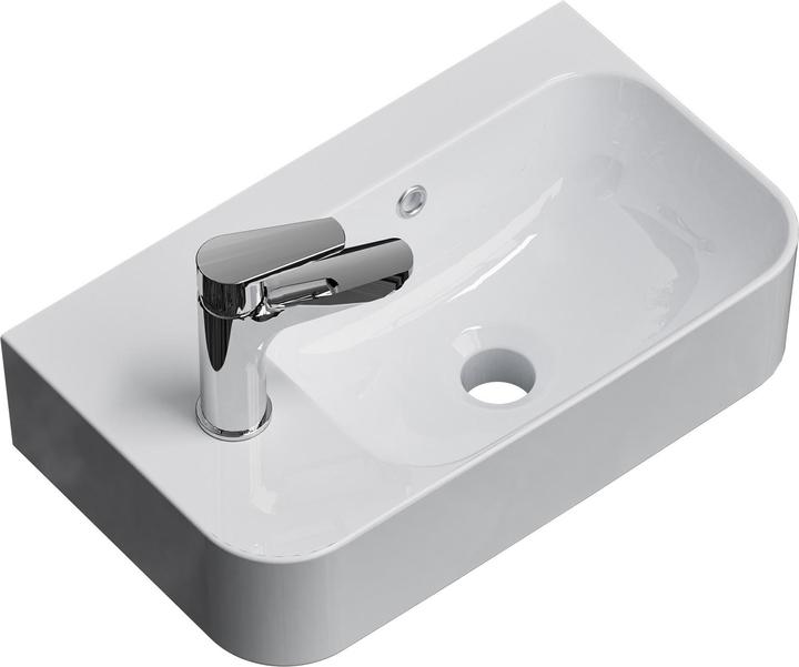 Produktbild Emke Wandwaschbecken 450 x 265 x 156 mm, Rechteckig, Keramik, Hahnloch links, Strahlend weiss (265 mm, 450 mm)