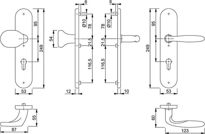 Actual product image Hoppe Verona E86G/3331/3310/1800Z Interchangeable fitting 92mm (Door handle)