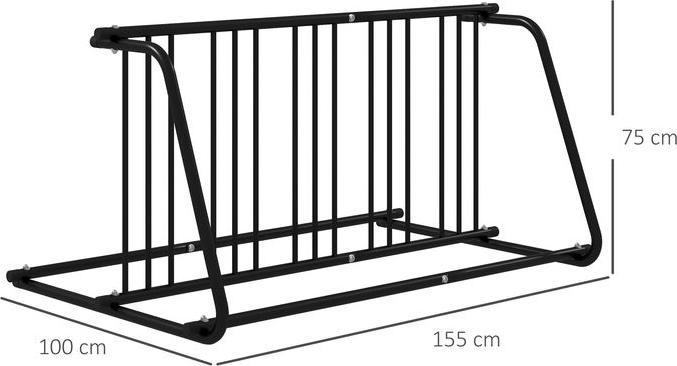 Produktbild Swisshandel24 Fahrradständer für 4 Fahrräder, wetterbeständig, zusätzliche Halterung, 155x100x75cm, Schwarz