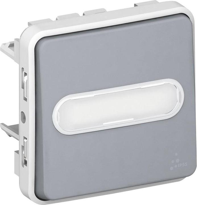 Actual product image Legrand Plexo55 Modular damp-proof surface-mounted push-button with labelling field, modular Grey 069543