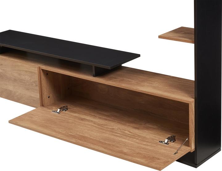 Produktbild En.Casa Fernsehschrank Rauki 233x31x141 cm Schwarz/Mango-Holzoptik