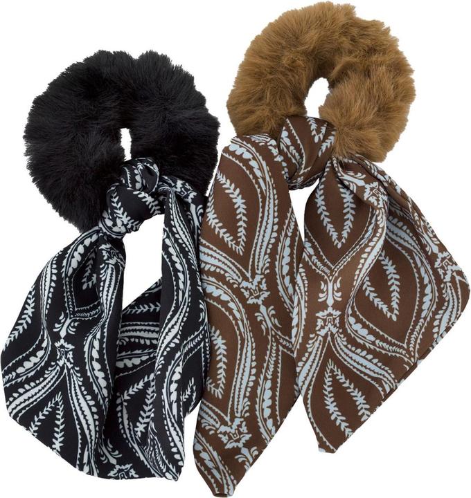 Produktbild Trisa Hair - Fake Fur Scrunchie, black brown (Haargummi)